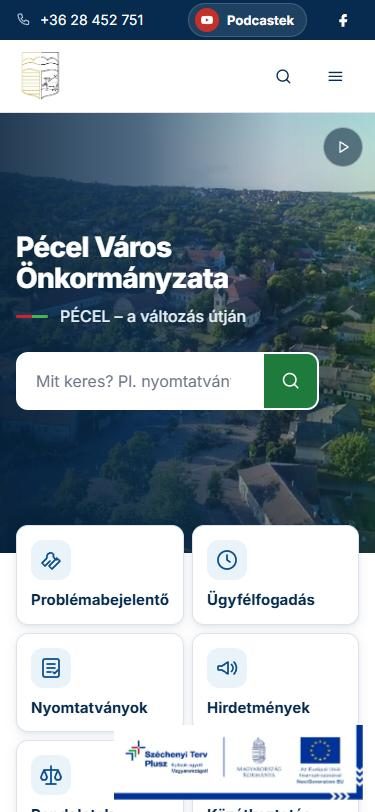 A pecel.hu mobilnézetben