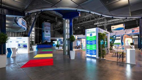 Exhibition area of the Budapest Water Summit