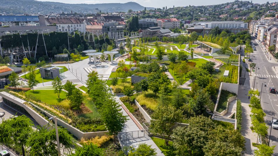 Aerial view of Millenáris park